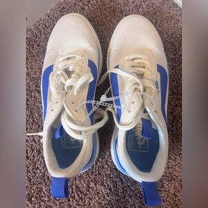 Vans White and Blue Low-Top Sneakers